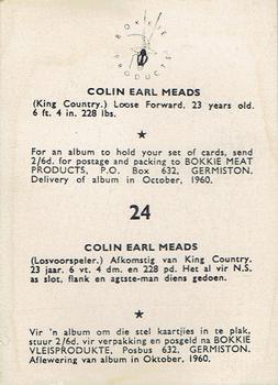 1960 Bokkie Meat Products New Zealand and South African Players #24 Colin Earl Meads Back
